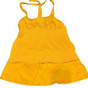 Land's End Retro Yellow Polka Dot Tankini Skirt Style Size 12 Bottom 10DDD Top